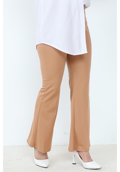 Bestenur Piyale Ispanyol Paça Pantolon 653 - Vizon