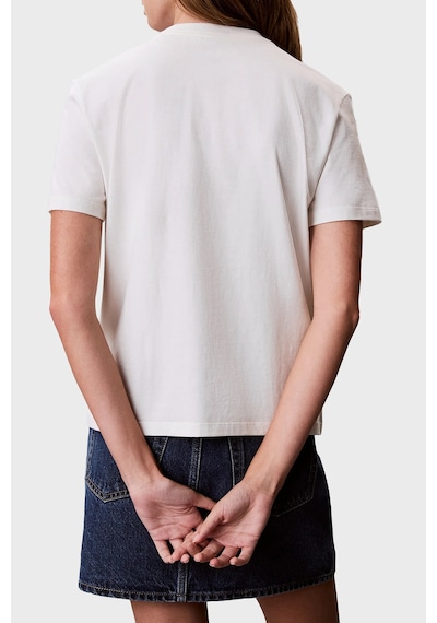 Calvin Klein % 100 Pamuk Slim Fit Bisiklet Yaka T Shirt Lv047g806gyas Bayan T Shirt Lv047g806g Yas Krem