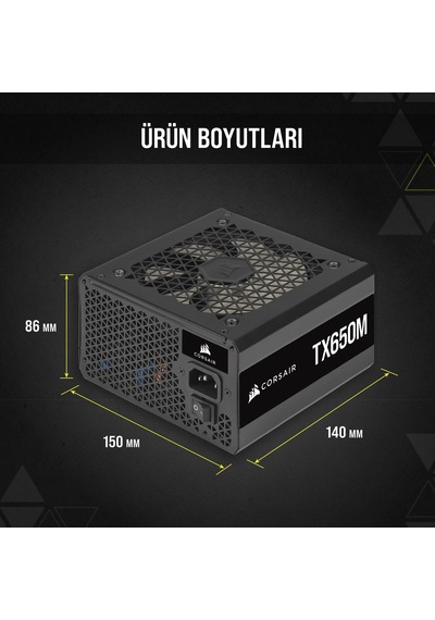 Corsair TX650M 2021 650 W 80+ Gold Yarı Modüler Güç Kaynağı