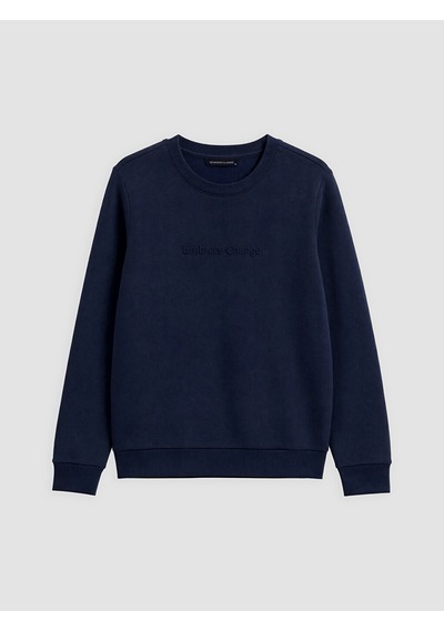 Lcwaıkıkı Classic Lacivert Bisiklet Yaka Nakışlı Erkek Kalın Sweatshirt