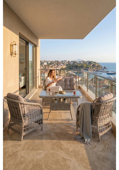 Salviya Serisi 1. Sınf 2+1+1 ve 1 Adet Orta Sehpa Gri Rattan Gri Minder Bahçe Balkon Oturma Koltuk Takımı Salviya Serisi 1. Sınf 2+1+1 ve 1 Adet Orta Sehpa Gri Rattan Gri Minder Bahçe Balkon Oturma Koltuk Takımı