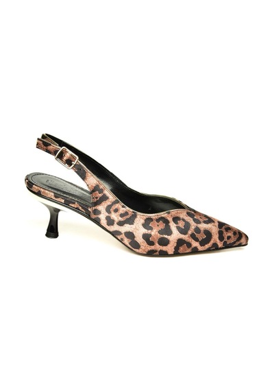 Fox Shoes U820503304 Leopar Kumaş Alçak Topuklu Kadın Ayakkabı Kahverengi