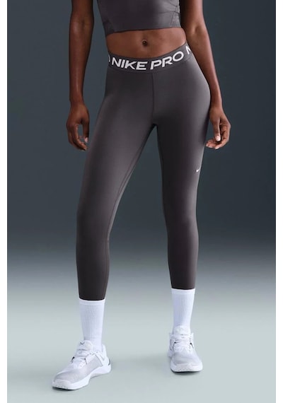 Nike Pro 365 Dri Fit Training Legging Tight Fit Thunder Grey White Kadın File Panelli Spor Tayt Füme