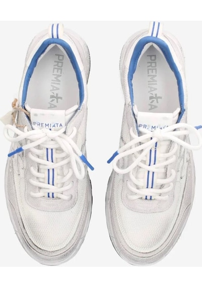 Premiata Limited Edition Erkek Sneakers Nous 6657 Beyaz - Mavi