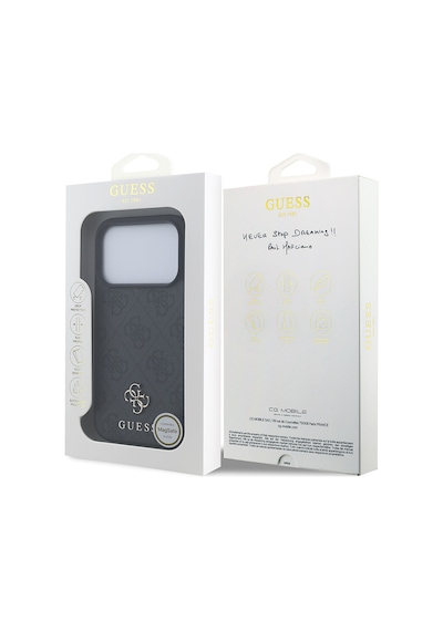 Apple iPhone Uyumlu 18 Pro  Kılıf Guess  Lisanslı M-safe Şarj Özellikli Small 4g Classic Kapak Siyah