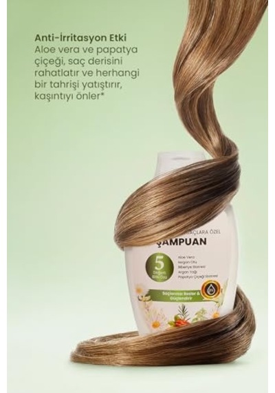 Argan Yağlı Sülfatsız Şampuan - 5 Bitki Özlü, Boyalı Saçlar İçin Besleyici 300ml