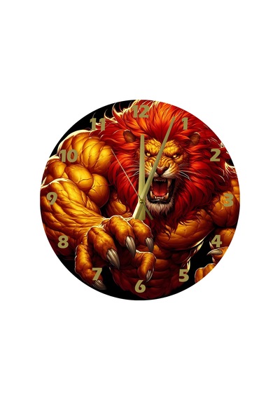 Ti-play Aslan Çizdi 30x30cm Akrilik Dekoratif Modern Duvar Saati ÇOk Renkli