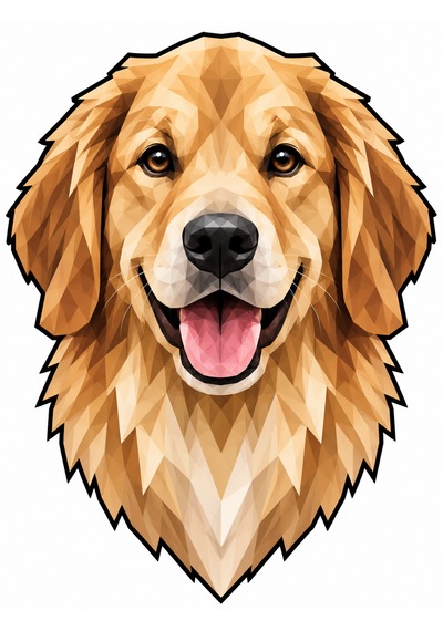 Geometrik Golden Retriever Mdf Duvar Dekoru Uv Baskılı Köpek Figürü Mdf Tablo