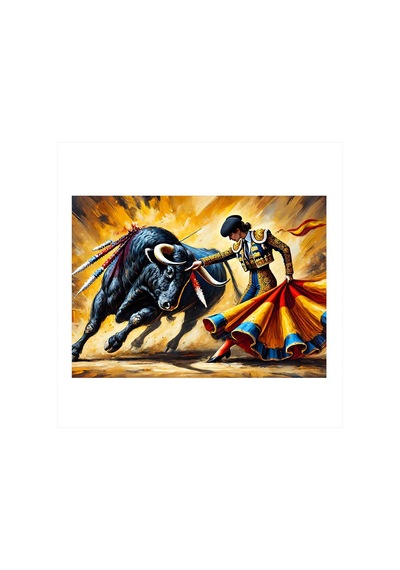 Matador Ve Öfkeli Boğa Mdf Poster