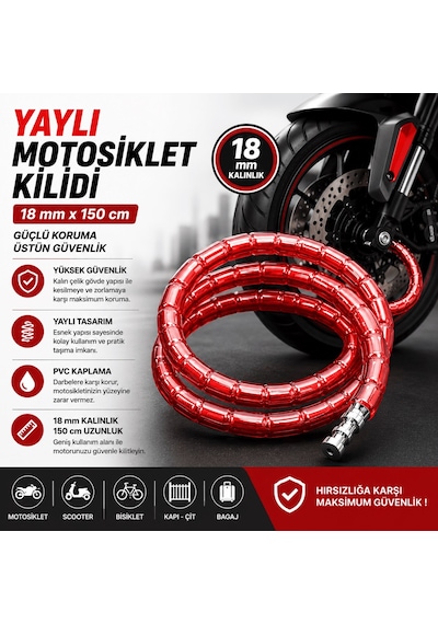 18 Mm 150 Cm Yaylı Motosiklet Kilidi