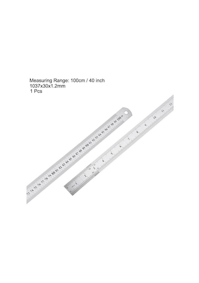 100cm 40 İnch - Çift Taraflı Paslanmaz Çelik Metal Cetvel - Kalınlık 1.2mm