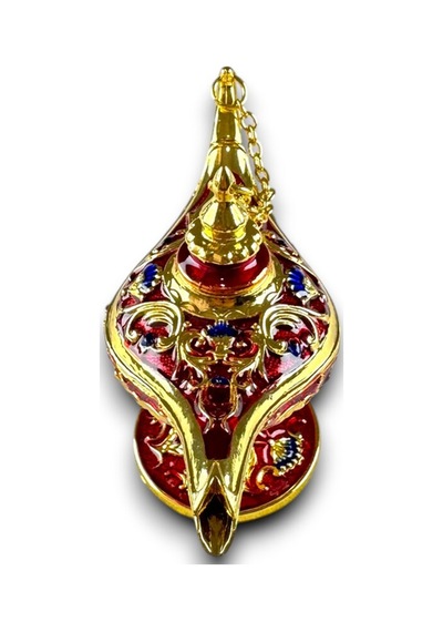 Aladdin Sihirli Lambası Renkli Işlemeli Dekoratif Biblo Alaattin Metal Çelik No:1 - 11x7 CM