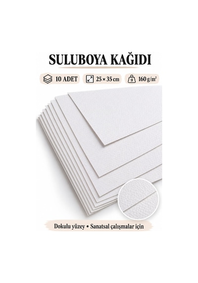 160 Gr 25x35 Cm Dokulu Suluboya Kağıdı 10 Adet Monalisa