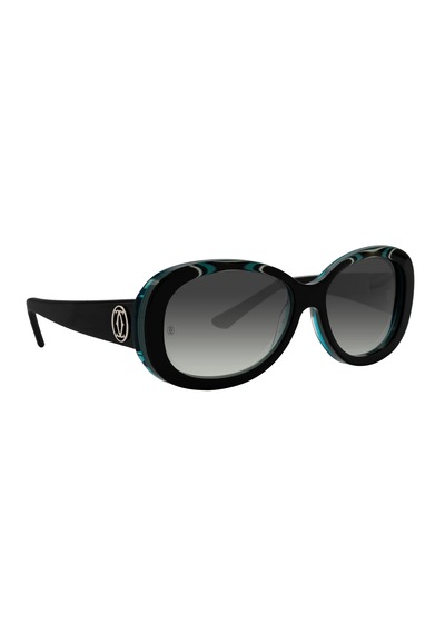 Cartier Emerald Gren Cat Eye Zümrüt Yeşil Siyah Gri Kedi Gözü Kadın Güneş Gözlüğü T8200938 Siyah - Yeşil