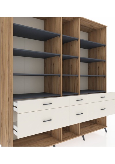 Kronos Dolap 12 Raflı 6 Çekmeceli 220x59x243 Çam-antrasit/aytaşı Çok Renkli Kronos Dolap 12 Raflı 6 Çekmeceli 220x59x243 Çam-antrasit/aytaşı Çok Renkli