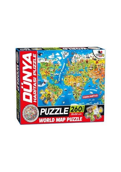 260 Parça Dünya Haritası Puzzle Eğitici Yapboz