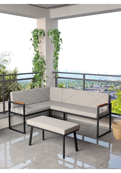 Mygusi Mygusi Src Balkon, Bahçe, Cafe, Köşe Takimi Gri