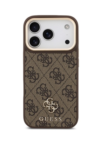 Apple Uyumlu iPhone 17 Pro Guess Lisanslı 4g Yazı Logolu Kılıf&ekran&lens Koruyucu 3in1 Aksesuar Seti Kahverengi Kahverengi