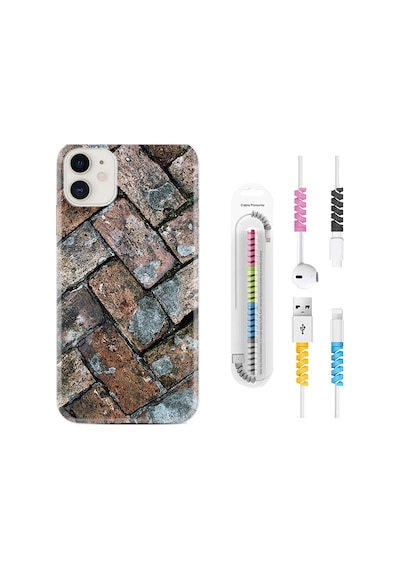 Apple Uyumlu iPhone 12 Mini Kılıf Kablo Koruyuculu Retro Stone 1324