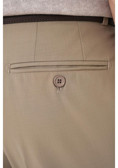 Efor Slim Fit Pilesiz Yün Klasik Koyu Bej Kumaş Pantolon P 1191 K.Bej
