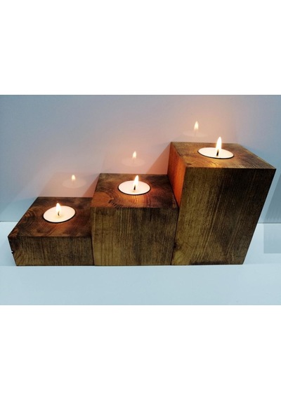 Bfdshop Dekoratif Ahşap Mumluk 3 Parça
