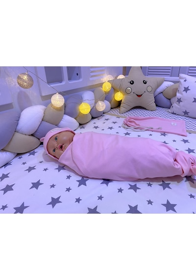 Hamiki Pamuklu Çok Amaçlı Esnek Kundak Bebek Battaniyesi Pembe