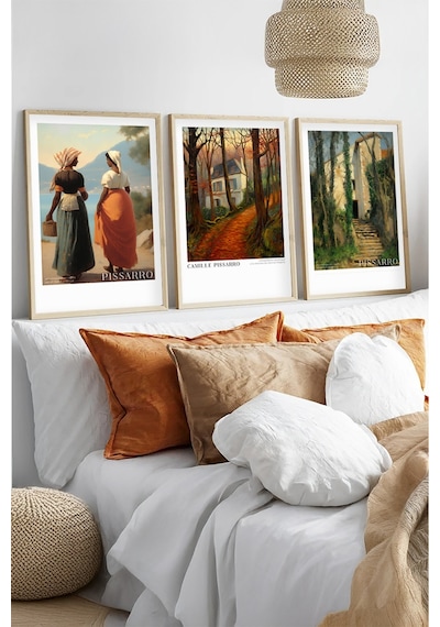 Huhuli Ahşap Çerçeveli Camille Pissarro Tablo Seti Huhu555