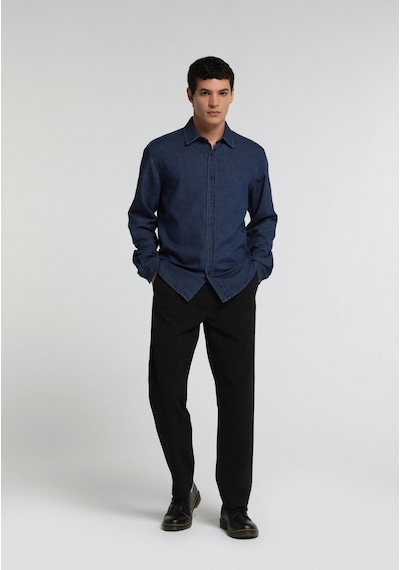 Colin's Colins Regular Fit Shirt Neck Düz Erkek Mavi Uzun Kol Gömlek Cl1082018 Q1.v1 Inv İndigo