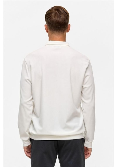 SÜVARİ Beyaz Regular Düz Polo Yaka Sweatshirt Beyaz
