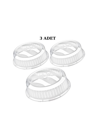 3 Adet Mikrodalga Kapağı 26 Cm. Mikro Dalga Kapak Plastik Beyaz Diğer