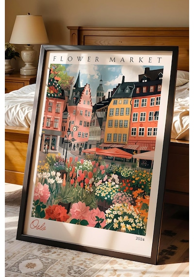 Oslo Norveç Çerçeveli Tablo Seyahat Severlere Salon Ve Ofis İçin Estetik Duvar Dekoru Travel Flower Market