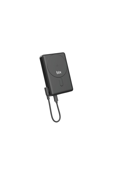 Bix Pb117 10000mah Pd20w Hızlı Şarj Kablosuz Magsafe Telefon Stant Özellikli Mini Powerbank Siyah