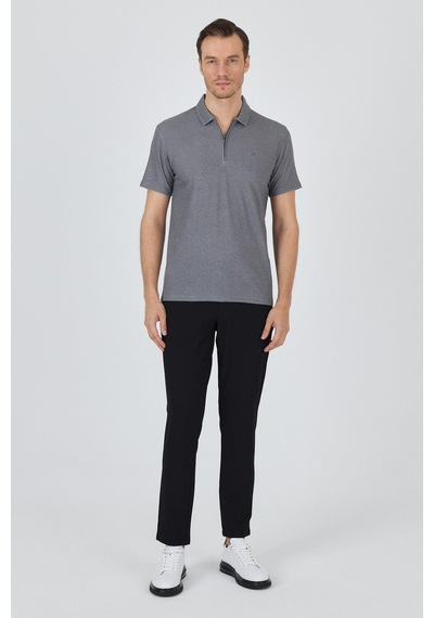 Koyu Antrasit Polo Yaka Kısa Kol Cepsiz Slim Fit Classic Tişört 1011250176 KOYU ANTRASİT