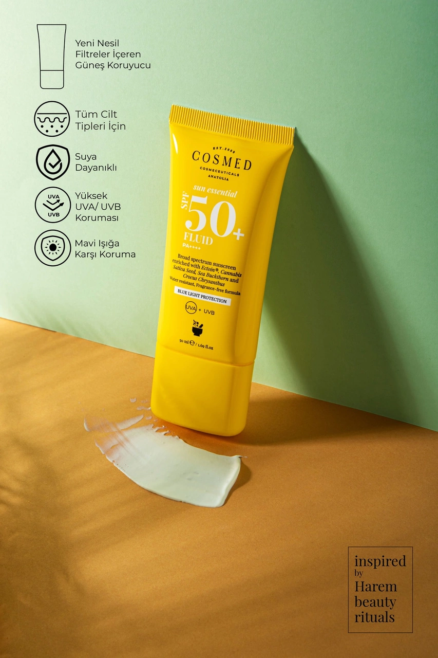 Cosmed Tüm Cilt Tipleri İçin Suya Dayanıklı SPF50+ Güneş Kremi - Fluid SPF50+ - 50 ml