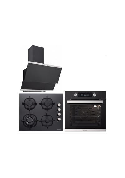 Silverline BO6505B01 - CS5429B01 - 3420 Classy 60 Siyah Cam Ankastre Set