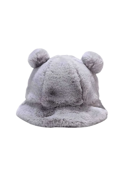 Uniquetrenders Kadın Sevimli Ayı Kulak Peluş Bucket Şapka Gri