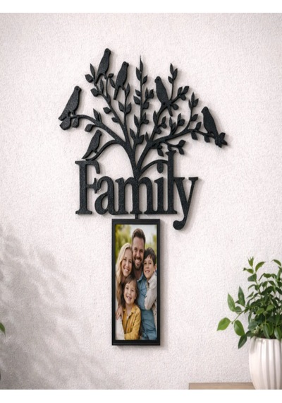 Ağaç Figürü Şeklinde Family Dekoratif Fotoğraf Çerçevesi Çift Taraflı Bant İle
