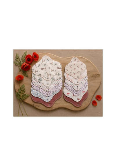 Yıkanabilir Doğal Kadın Pedi 12'li Karışık %100 Pamuk 6s+6m