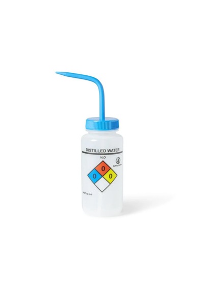 Piset 500 Ml - Ldpe Yıkama Şişesi - Distile Su Piseti - Yüzey Baskılı - Mavi Kapaklı - Geniş Boyunlu