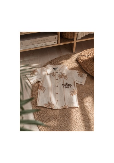 Uğur Bebe %100 Pamuk Erkek Çocuk Palmiye Desenli Müslin Kumaş Polo Yaka Gömlek & Müslin Kumaş Kahve Şort Takım Bej Bej Uğur Bebe %100 Pamuk Erkek Çocuk Palmiye Desenli Müslin Kumaş Polo Yaka Gömlek & Müslin Kumaş Kahve Şort Takım Bej Bej