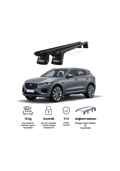 Trio-ıı Jaguar F-pace 2016 Ve Sornası Uyumlu Siyah Kilitli Ara Atkı 135cm Port Bagaj Tavan Barı