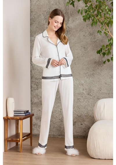 Pierre Cardin Ekru Penye Kadın Pijama Takımı 2200 Ekru