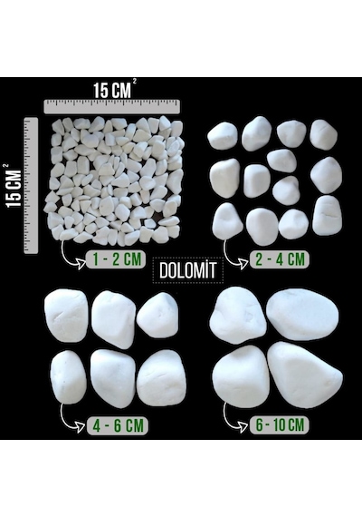 DOLOMİT TAŞI BEYAZ 4-6 cm 5 KG DOĞAL DEKORASYON TAŞI