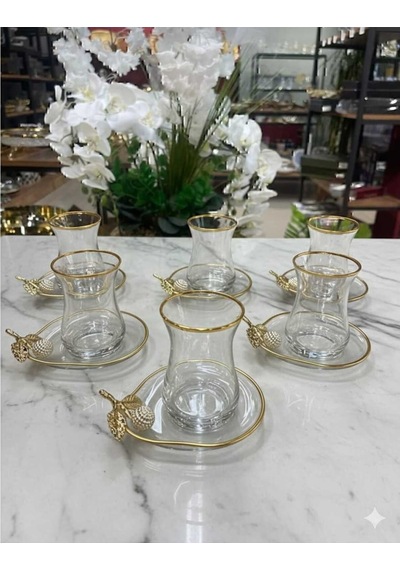 Çnr Home Collection Paşabahçe Özel Seri 6 'lı Çay Seti Sarı