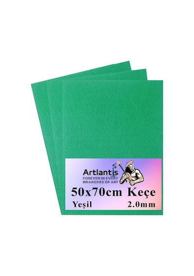 Yeşil Keçe 50 x 70 CM 2.0 MM 3 Adet Renkli Hobi Keçesi Elişi Keçesi Anasınıfı Kreş Okul Öncesi