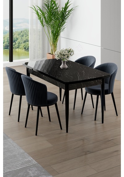 Canisa Asfel Serisi Mdf 77x130 Siyah Mermer Desen Yandan Açılabilir Mutfak Masa Takımı 4 Antrasit Sandalye Siyah Mermer Masa Antrasit Sandalye Canisa Asfel Serisi Mdf 77x130 Siyah Mermer Desen Yandan Açılabilir Mutfak Masa Takımı 4 Antrasit Sandalye Siyah Mermer Masa Antrasit Sandalye