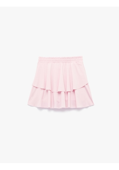 Koton Katlı Mini Volanlı Spor Şort Etek Açık Pembe 5sak40412nk Pembe