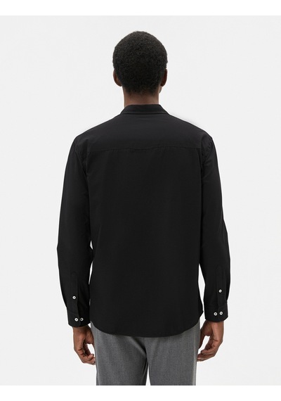Koton Klasik Gömlek Slim Fit Uzun Kollu Düğmeli Siyah 4wam60217hw 4WAM60217HW999 Siyah