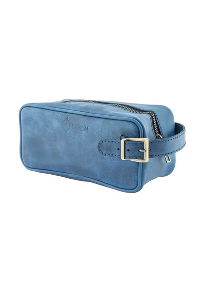 Twingold İsme Özel Dopp Kit Kişisel Bakım Ve Seyahat Çantası - %100 Rainbow Deri - Ac14004 - Saks Mavisi Saks