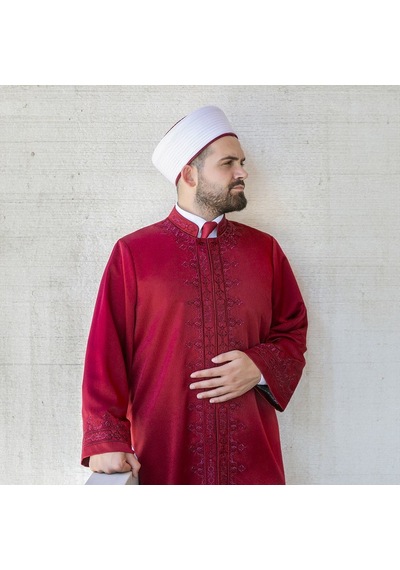 Lüks Taberi İmam Cübbe Bordo Çok Renkli